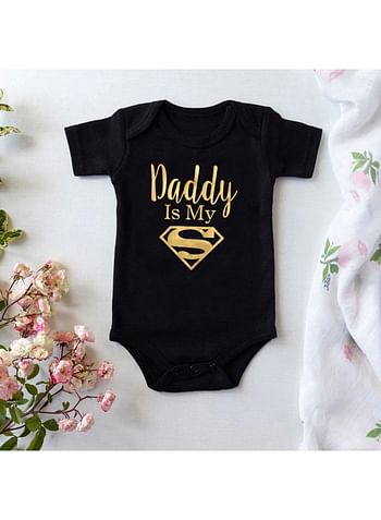 Daddy is my Super Baby Bodysuit Cute Romper Birthday Costume Dress- 9 to 12 months