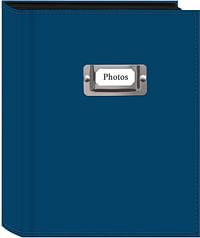Pioneer Photo 208-Pocket Bright Blue Sewn Leatherette Photo Album with Silvertone Metal I.D. Plate for 4 by 6-Inch Prints