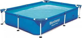 Bestway Steel Pro 87 in. x 59 in. x 17 in. Rectangular Frame Above Ground Swimming Pool