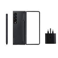 Samsung Z Fold4 Note Package Standing Cover with Pen And Samsung 25W Travel Adapter - Black