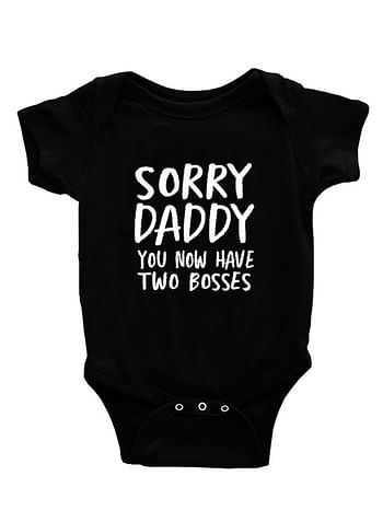 Sorry Daddy You Have Now Two Bosses Baby Bodysuit Romper Birthday Costume Dress- Grey - 9 to 12 months