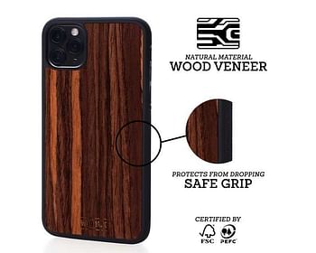 IPHONE CASE - WOOD WITH PLASTIC BASE - EBONY - FOR X AND Xs MODELS