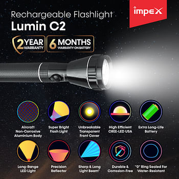 Impex LUMIN C2 2SC 1500mAh Rechargeable LED Flashlight with 3W Cree LED