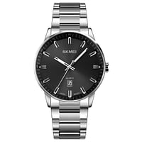 SKMEI 1878 Mens Watches Top Brand Luxury Stainless Steel Strap 3Bar Waterproof Date Time Watch Quartz Wristwatch - Silver