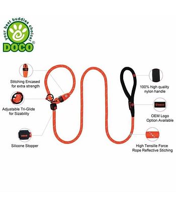 Doco Reflective Rope Leash - Small - Red