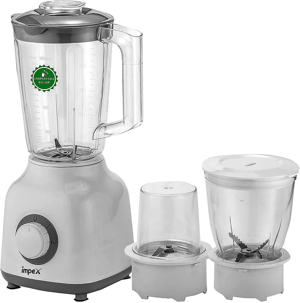 Impex 350W 1.6 Litre 1600ml Blender Mixer Grinder with Mincer Mills Pulse rotation 2 Speed Control and Overheat Protection.