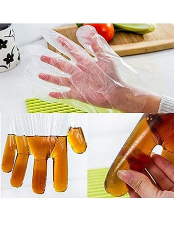 100 Piece Plastic Disposable Latex and Powder Free Clear Gloves