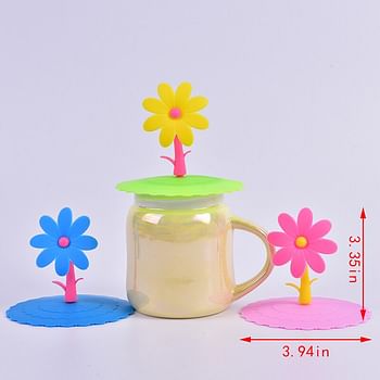 Silicone Cup Covers Sunflower Mug Cup Lids Anti-dust Airtight Seal ( 6-Pack)