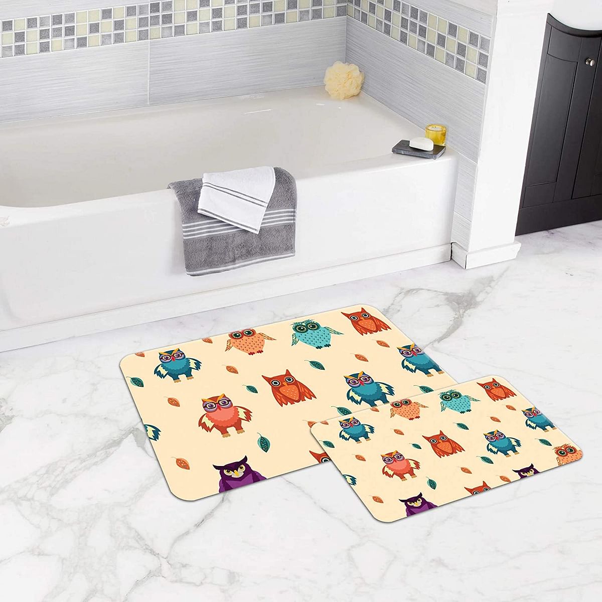 Bonamaison Antibacterial, NonSlip Bathmat, 1 Piece 50x80cm + 1 Piece 50x45cm - Designed and Manufactured in Turkey