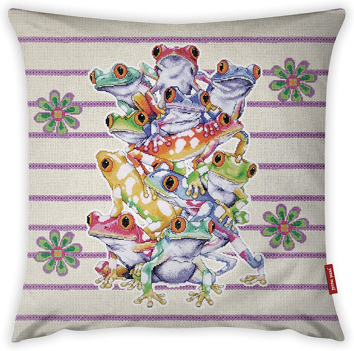Mon Desire Double Side Printed Decorative Throw Pillow Cover (No Filling Inside), Multi-Colour, 44 x 44 cm, MDSYST4963