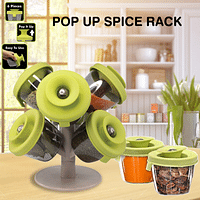 6-Piece Pop Up Spice Jar With Rack Green/Grey