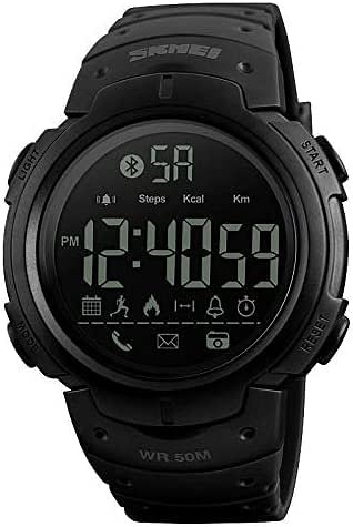 SKMEI 1301 Unisex Bluetooth Digital Sport Watch with Pedometer Health Tracker Call Notification  for iOS Android - Black