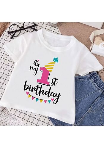 Its My 1st Birthday Party Boys and Girls Costume Tshirt Memorable Gift Idea Amazing Photoshoot Prop - Pink