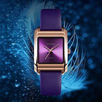 Skmei 1432 Women Fashion Dress Ladies Wrist Watch Luxury Leather Quartz Purple