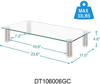 FITUEYES Clear Computer Riser with Adjustable Leg - DT106006GC