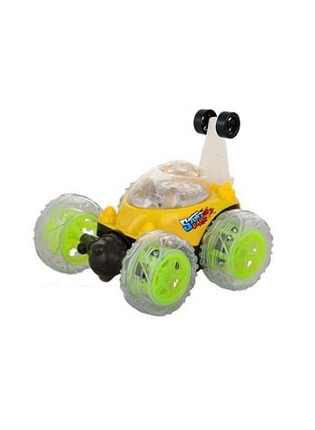 Stunt Car Rotating Spin 360° Flips RC Car Toy With Light & Music (Yellow)