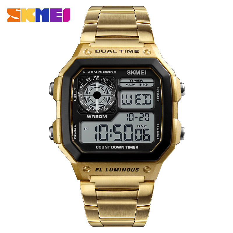 Skmei Sport Watch For Men Digital Stainless Steel - 1335 Gold