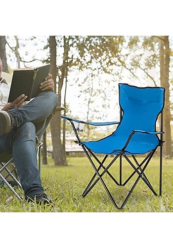 Folding Outdoor Beach Camping Chair with Cup Holder | Royal Blue