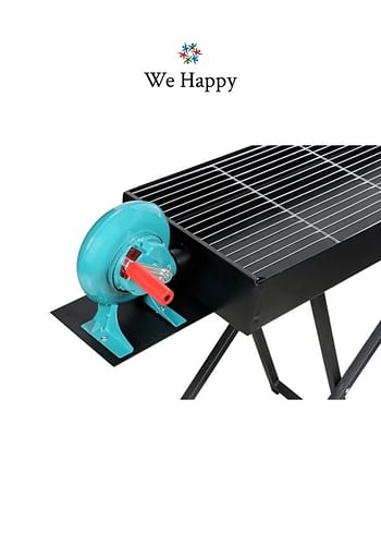 Barbecue Folding Outdoor Metal Grill with Blower Fan X Shape Stand 80 CM Large Black, Perfect for Camping, Picnic, and Easier to Carry