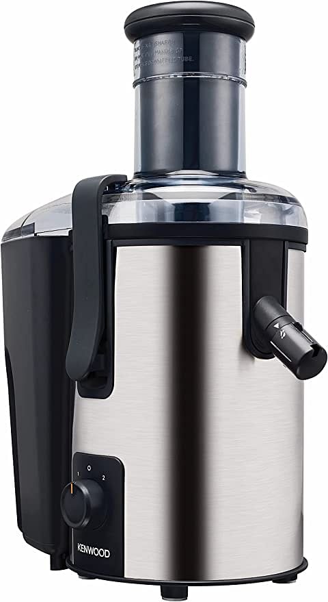 Kenwood Juicer 700W Stainless Steel Juice Extractor with 75mm Wide Feed Tube, 2 Speed, Anti Drip for Home, Office, Restaurant & Cafeteria JEM50.000BS Silvr/Black, Silver and Black