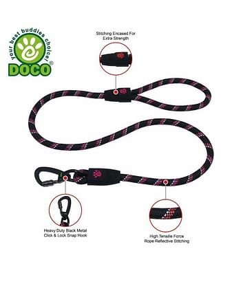 Doco 5ft Reflective Click & Lock Snap Small - Black