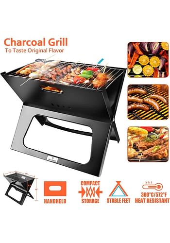 We Happy Portable Outdoor Barbecue X Type Charcoal Grill | Foldable & Easy to Use