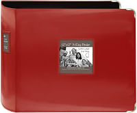Pioneer 12-Inch by 12-Inch Sewn Leatherette 3-Ring Binder, Red