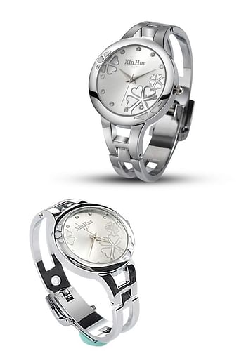 Women Stainless Steel Quartz Analogue Wrist Watch | Waterproof Elegant Silver Wrist Watch