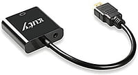 HDMI to VGA with 3.5mm Audio Port, Gold-Plated HDMI to VGA Adapter (Male to Female) for Computer, Desktop, Laptop, PC, Monitor, Projector, HDTV, Chromebook, Raspberry Pi, Roku, Xbox and More - White