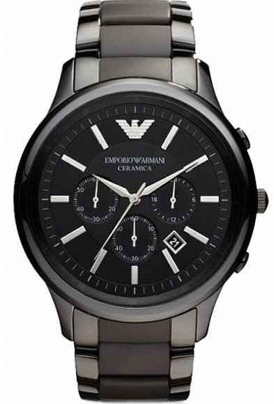 Emporio Armani Men s Black Ceramica Chronograph Bracelet Watch AR1451