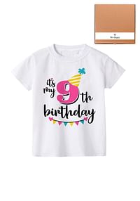 Its My 9th Birthday Party Boys and Girls Costume Tshirt Memorable Gift Idea Amazing Photoshoot Prop  - Pink