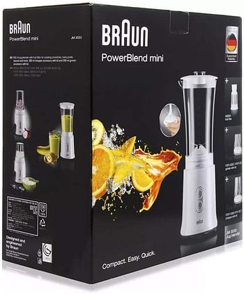 Braun Power Jug Blender With Chopper And Grinder 600 Watts, 2 Speed Control JM 3033