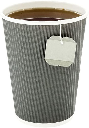 12 oz Gray Paper Coffee Cup - Ripple Wall - 3 1/2" x 3 1/2" x 4 1/4" - 25 count box - Restaurantware, RWA0279GR-25