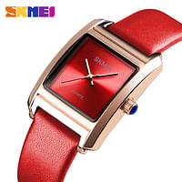 Skmei 1432 Women Fashion Dress Ladies Wrist Watch Luxury Leather Quartz  RED