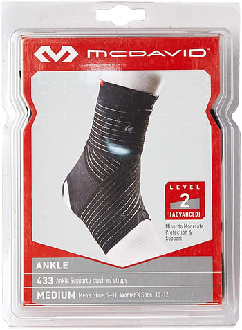 Mcdavid Level 2 Ankle Support Mesh With Straps - 433R-Bk, XL Black