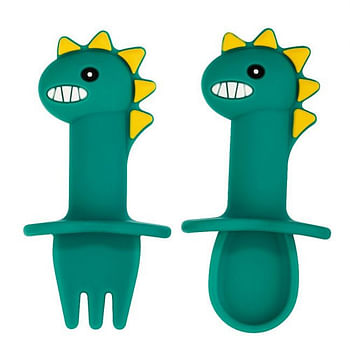 Silicone plates dinosaur design with spoon and fork