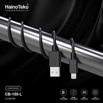 Haino Teko Germany USB A to Apple USB Lightning Cable 2.4A Fast Charging - Data Transmission 1.5 Meter - Black