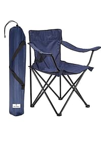 Folding Outdoor Beach Camping Chair with Cup Holder | Navy Blue