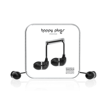 HAPPY PLUGS Deluxe In-Ear Headphones Black Marble