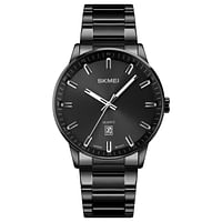 SKMEI 1878 Mens Watches Top Brand Luxury Stainless Steel Strap 3Bar Waterproof Date Time Watch Quartz Wristwatch - Black
