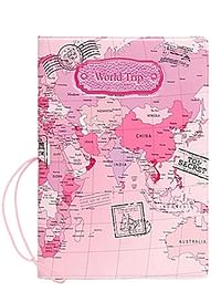 World Trip Passport Cover | Ticket & Documents Holder | Travel Wallet - Pink