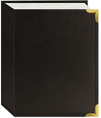Pioneer E4-100/BN Photo Albums 100 Pocket Brown Sewn Leatherette Cover with Brass Corner Accents Photo Album, 4 by 6-Inch