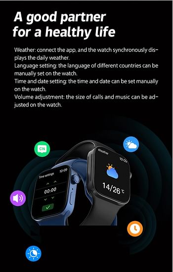 Smartwatch 2022 TK700 Series 7 Full Display  Heart Rate Waterproof Bluetooth Call Sport Watch For IOS Android - Black