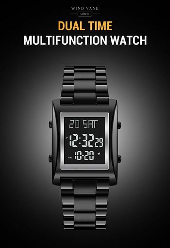 SKMEI 1812 Mens Watches Fashion LED Men Digital Wristwatch Chrono Count Down Alarm Hour For Men's / Women's - Silver