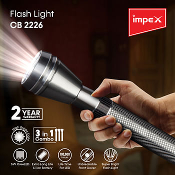 Impex CB 2226 Rechargeable LED Flash Light Combo with 5W Cree LED