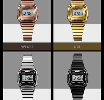 SKMEI 1901 Women Men Luxury Sport Watch Digital Stainless Steel Strap Male Female Clock Watch Gold