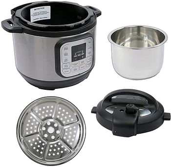 Impex 1300W 8L Electric Pressure Cooker with 8 Cooking Functions Aluminium Inner Pot Black Plastic Handle Double Non-Stick Coating