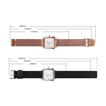SKMEI 1555 Elegant Stainless Soft  Straps Modern Luxury Watchs  Lady Gift Set - Gold