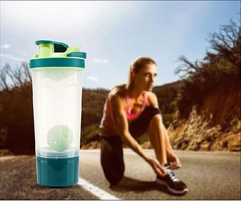 780ML Protein Shaker Bottle with Mixball and 200cc Storage Jar Blender Bottle Fitness Gym Shaker Bottle