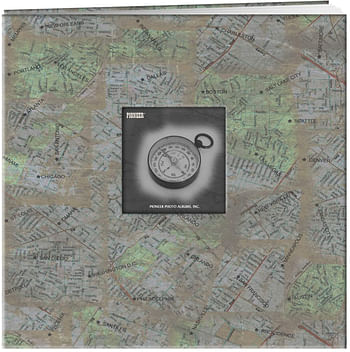 Pioneer MB10MAPC 12 Inch by 12 Inch Postbound Frame Front Memory Book, City Maps Design